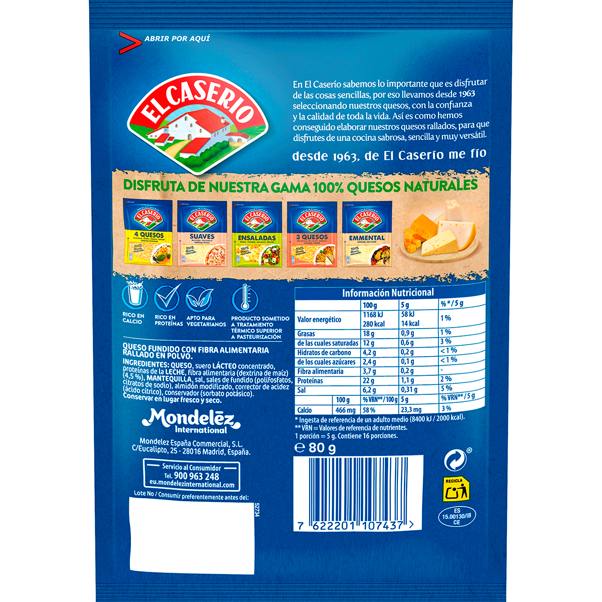 QUESO RALLADO EN POLVO 80 G.