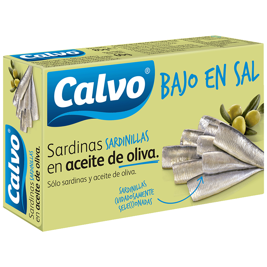 SARDINAS EN ACEITE DE OLIVA BAJO EN SAL 60 G.