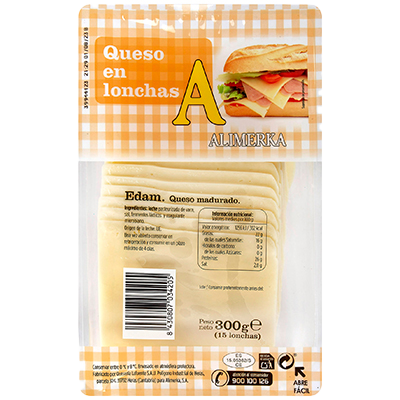 QUESO EDAM EN LONCHAS 300 G.
