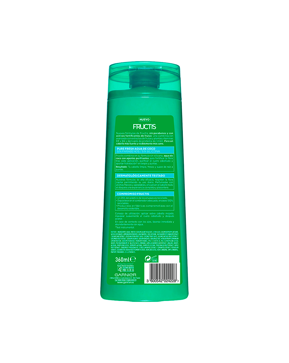 CHAMP&Uacute; PUR&Eacute; FRESH AGUA DE COCO 380 ML.