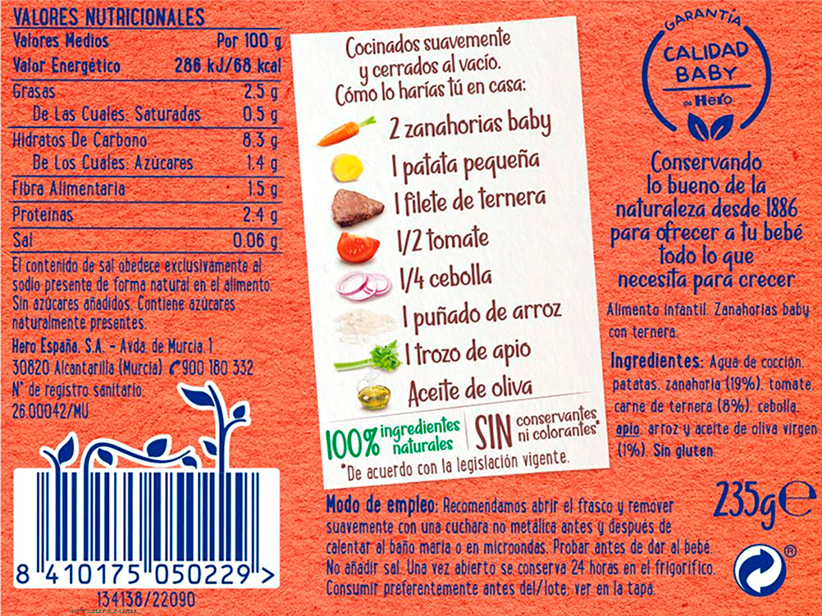 TARRITO DE TERNERA Y ZANAHORIA 235 G.