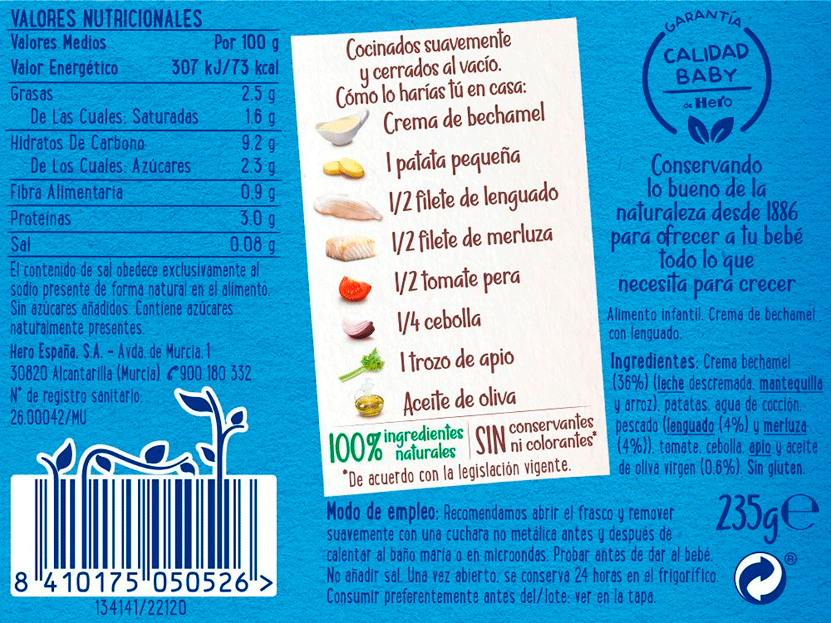 TARRITO DE LENGUADO CON BECHAMEL 235 G.