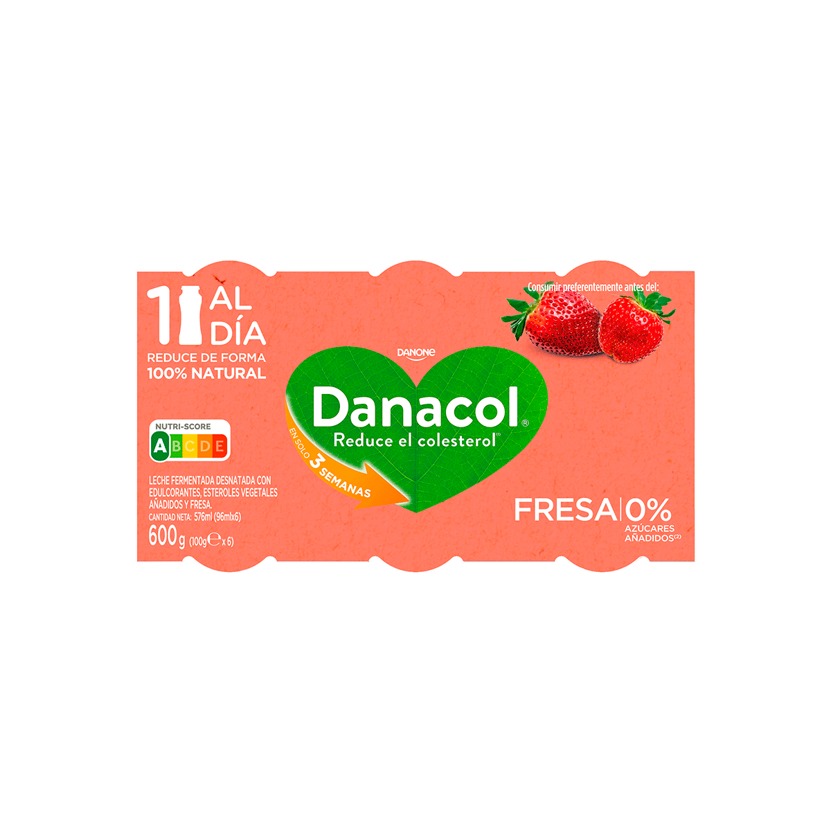 YOGUR L&Iacute;QUIDO DE FRESA 0% 100 G. PACK 6