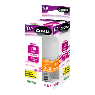 BOMBILLA LED STD 9W E27 1 UNIDAD