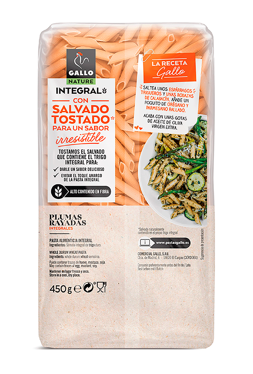 PLUMAS RAYADAS INTEGRALES 450 G.