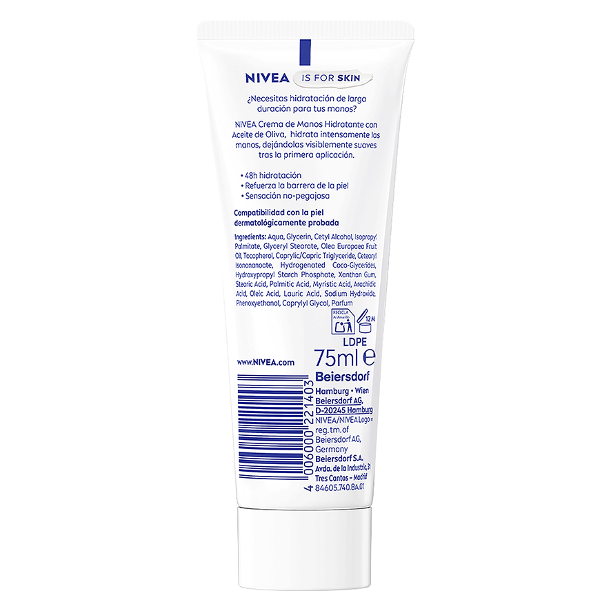 CREMA DE MANOS HIDRATANTE OLIVA 75 ML.