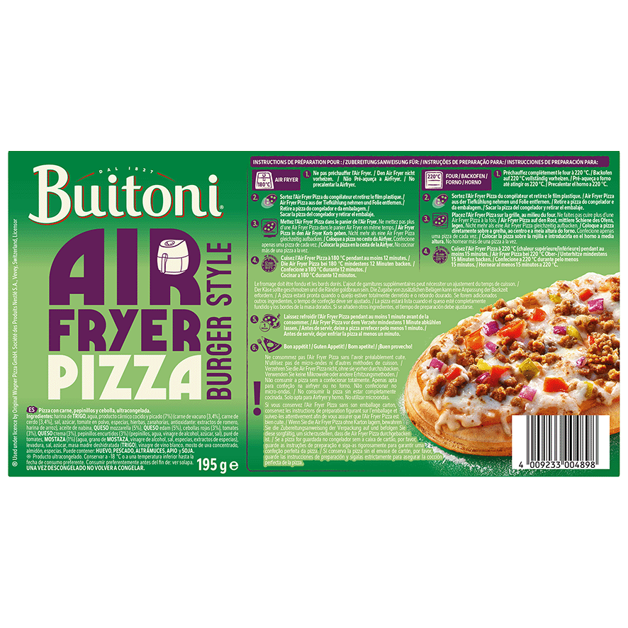 PIZZA AIRFRYER BURGER STYLE 195 G.
