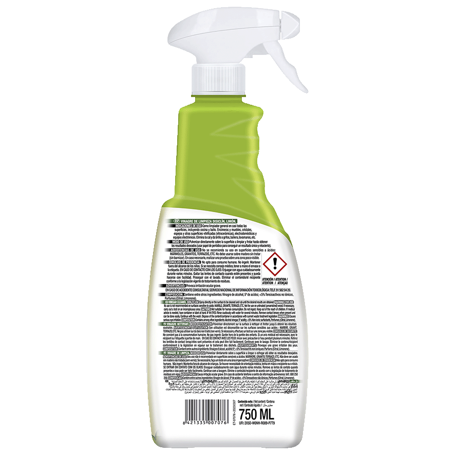 VINAGRE DE LIMPIEZA MULTIUSOS LIM&Oacute;N 750 ML.