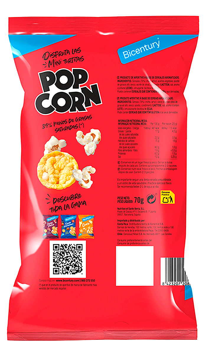 MINI TORTITAS POP CORN 70 G.