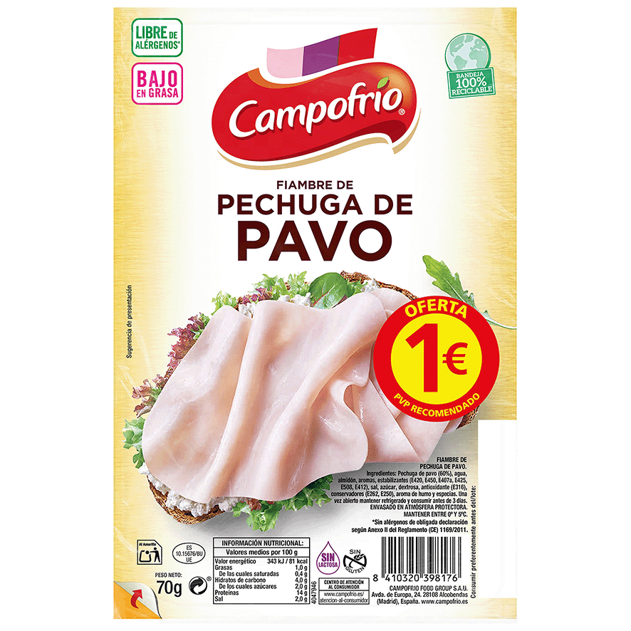 PECHUGA DE PAVO 70 G.