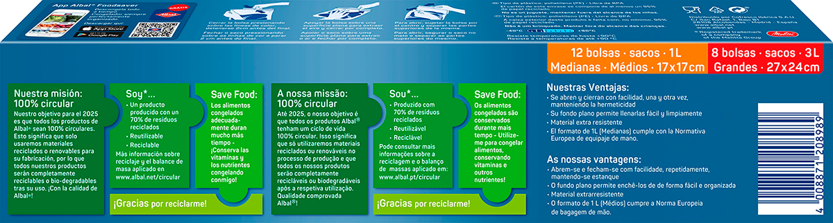BOLSAS ULTRA-ZIP MED&Iacute;ANAS Y GRANDES 12+8 UDS.