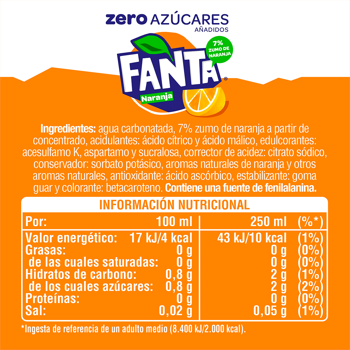 REFRESCO DE NARANJA ZERO 2 LITROS PACK 2