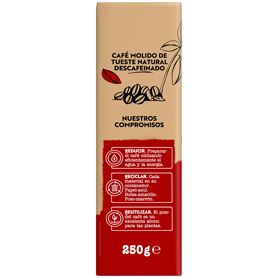 CAF&Eacute; MOLIDO DESCAFEINADO 250 G.