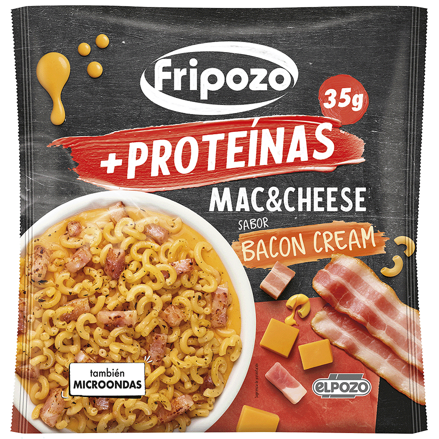 MAC&CHEESE +PROTEINAS SABOR BACON CREAM 300 G.
