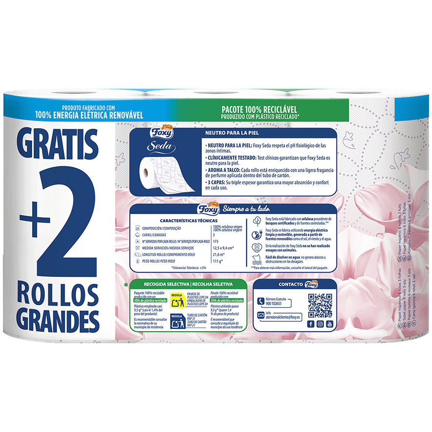 PAPEL HIGIENICO SEDA PH NEUTRO 4 ROLLOS