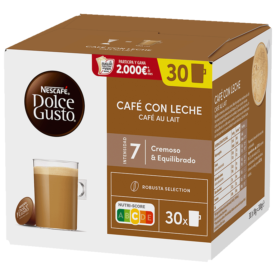 CAF&Eacute; CON LECHE DOLCE GUSTO 30 C&Aacute;PSULAS