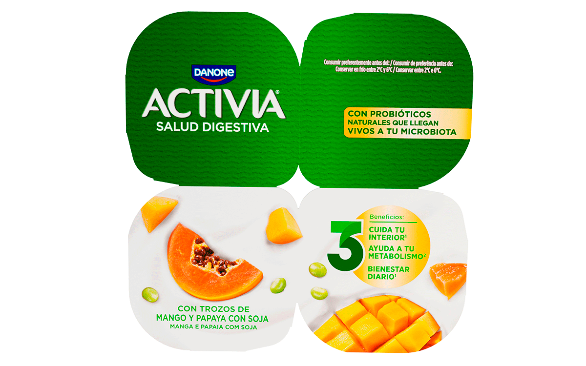 YOGUR SOJA CON MANGO Y PAPAYA 120 G. PACK 4