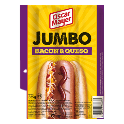 SALCHICHAS JUMBO CON BACON Y QUESO 335 G.