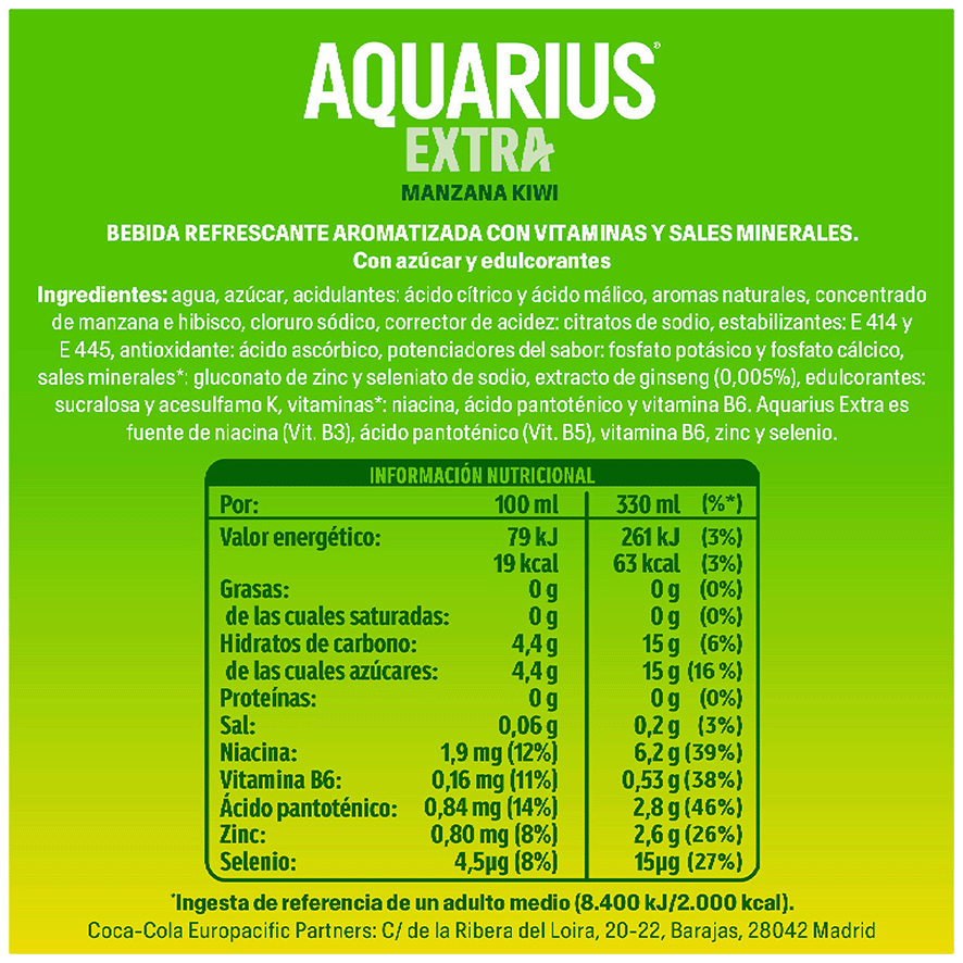 BEBIDA REFRESCANTE MANZANA KIWI 33 CL.