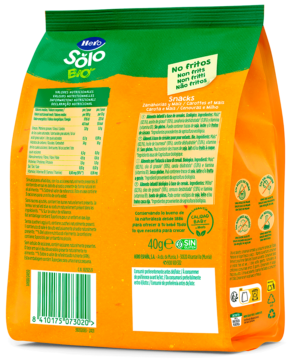 SNACK DE ZANAHORIA Y MA&Iacute;Z 40 G.