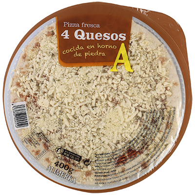 PIZZA CUATRO QUESOS 400 GRS.