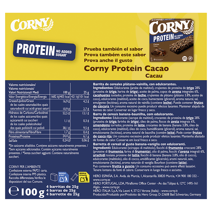 BARRITAS PROTEIN BANANA Y VAINILLA 25 G. PACK 4