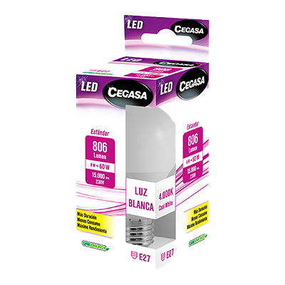 BOMBILLA LUZ FR&Iacute;A E27 9,5W 1 UNIDAD