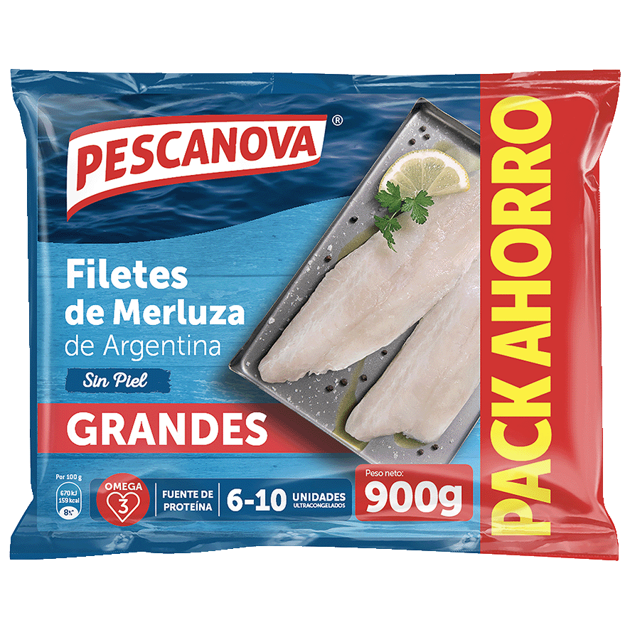 FILETES DE MERLUZA DE ARGENTINA GRANDES 900 G.