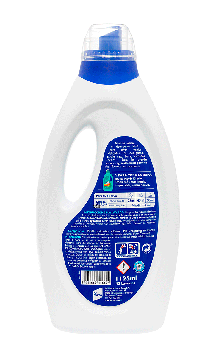 DETERGENTE DELICADO A MANO 1,125 LITROS