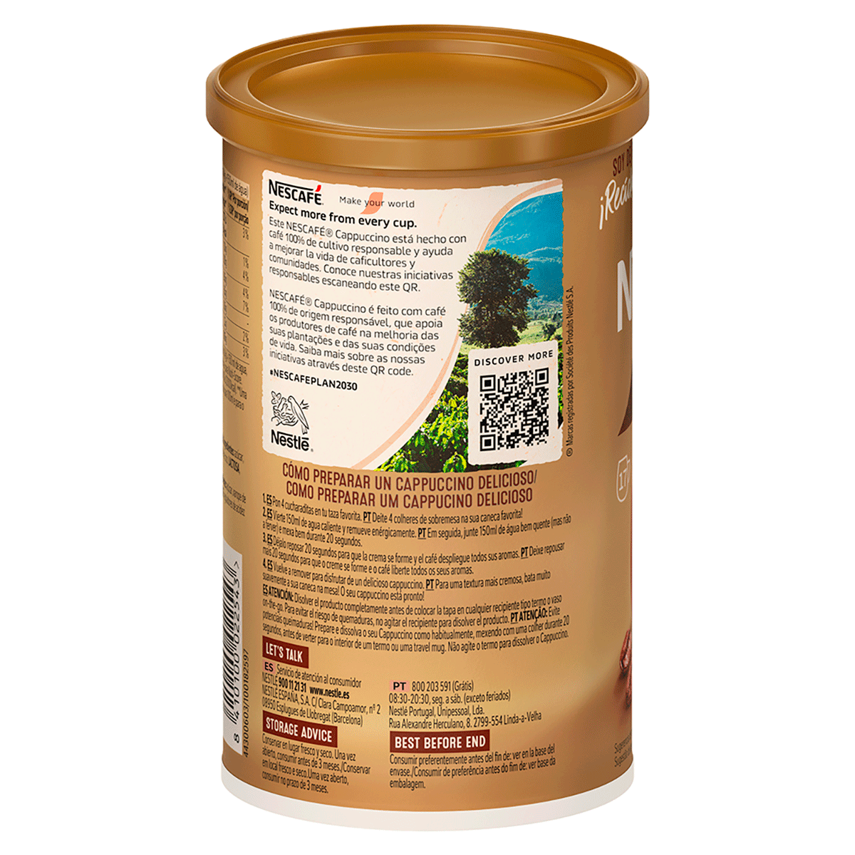 CAF&Eacute; SOLUBLE CAPPUCINO GOLD NATURAL 250 G.
