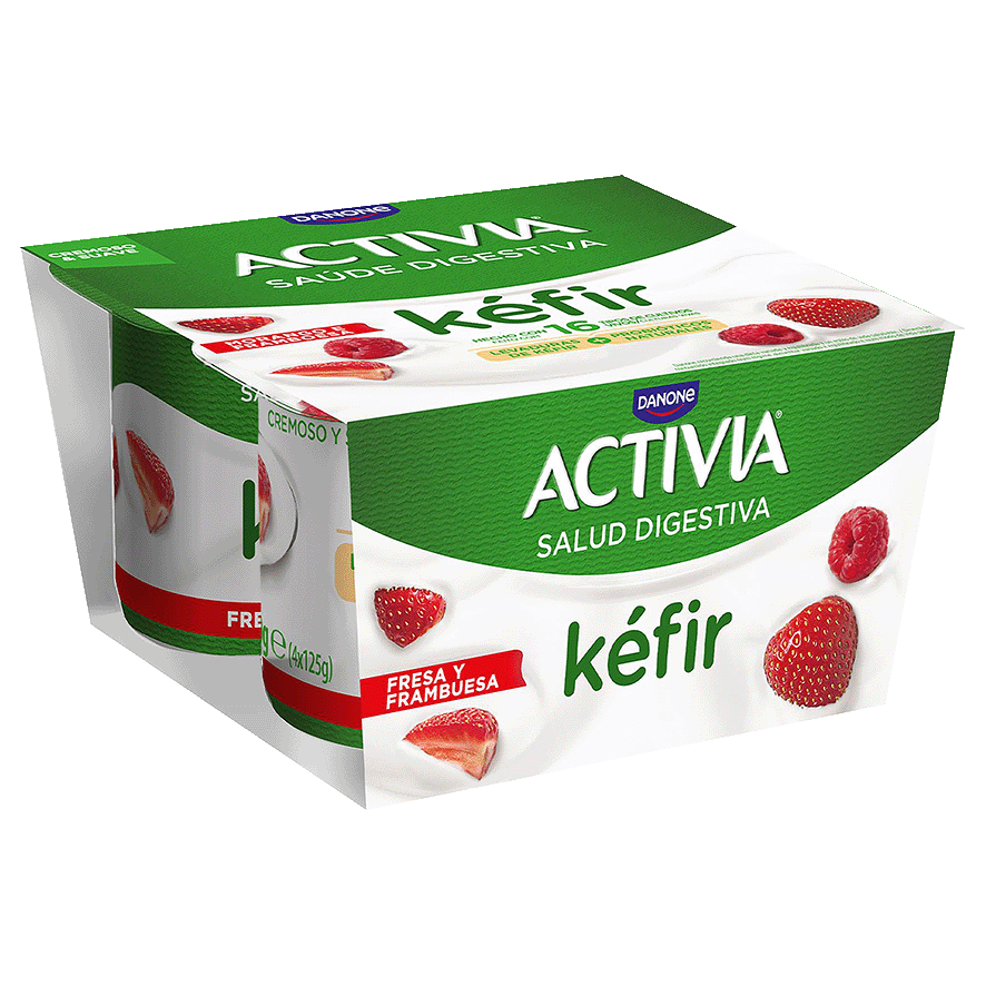 K&Eacute;FIR FRESA Y FRAMBUESA 125 G. PACK 4