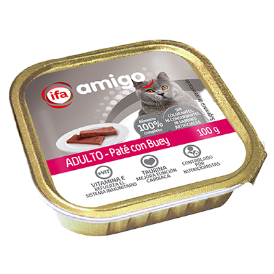 PAT&Eacute; CON BUEY PARA GATOS 100 G.