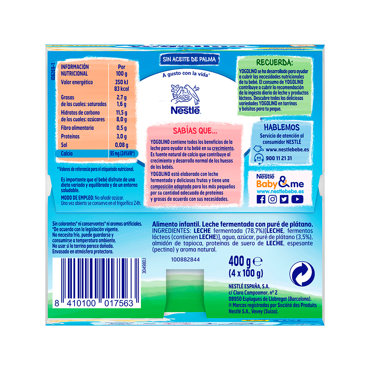 YOGOLINO PL&Aacute;TANO 100 G. PACK 4
