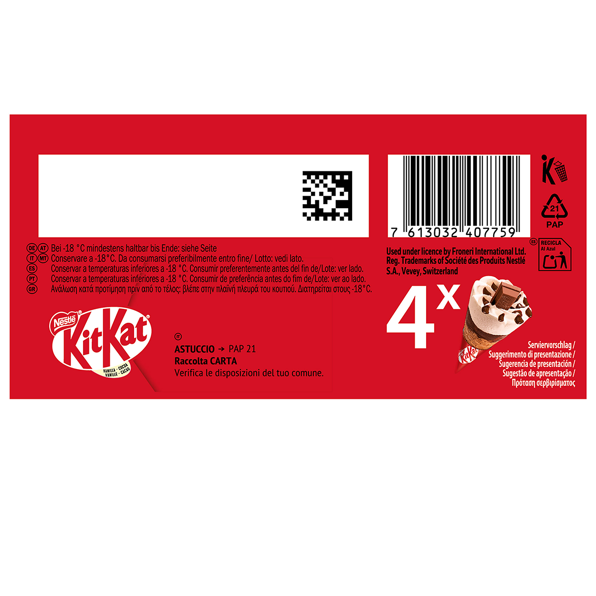 HELADO CONO KIT KAT 4 UDS.