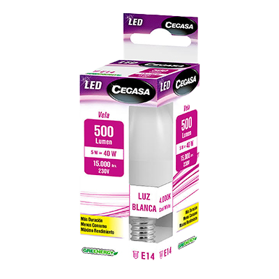 BOMBILLA LED VELA 4,5W E14 FR&Iacute;A 1 UNIDAD