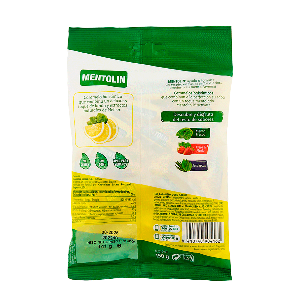CARAMELOS DE LIM&Oacute;N Y MELISA 150 G.