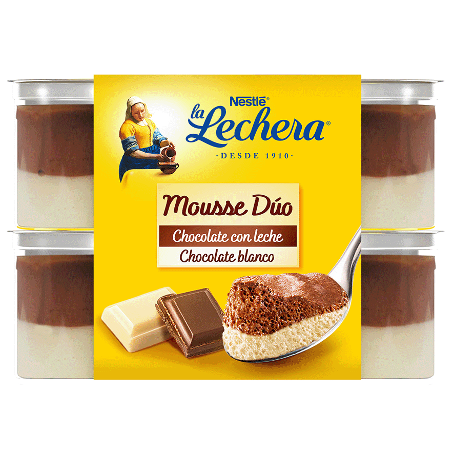 MOUSSE DUO CHOCOLATE CON LECHE-BLANCO 59 G. PACK 4
