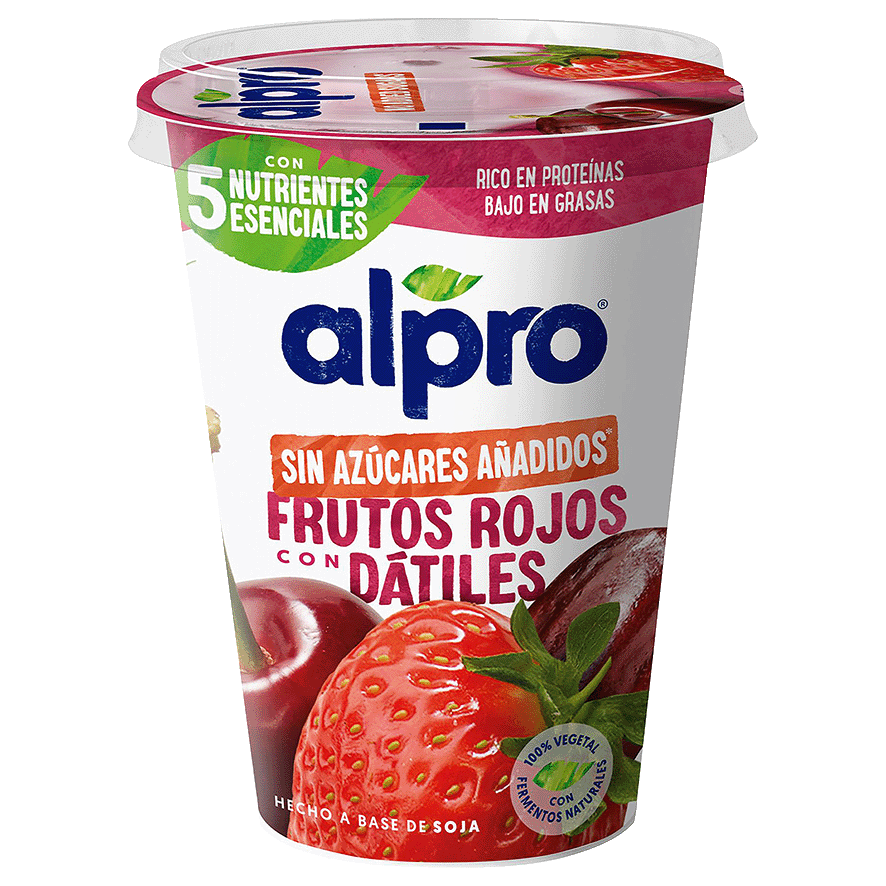 POSTRE DE SOJA FRUTOS ROJOS SIN AZUCAR 400 G.