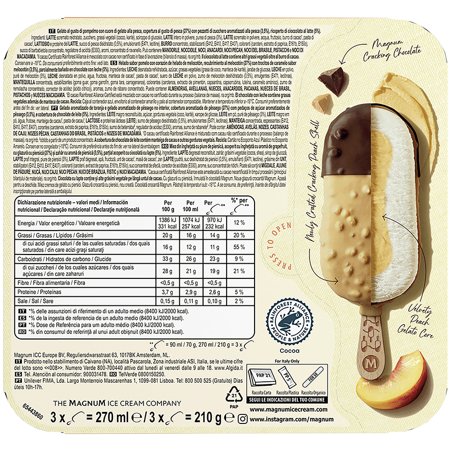HELADO SIGNATURE MELOCOT&Oacute;N 90 G. PACK 3