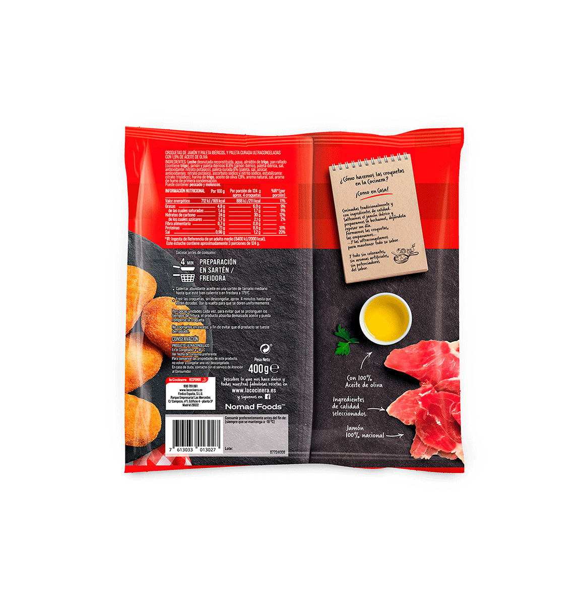 CROQUETAS ARTESANAS DE JAMON IBERICO 400 GRS.