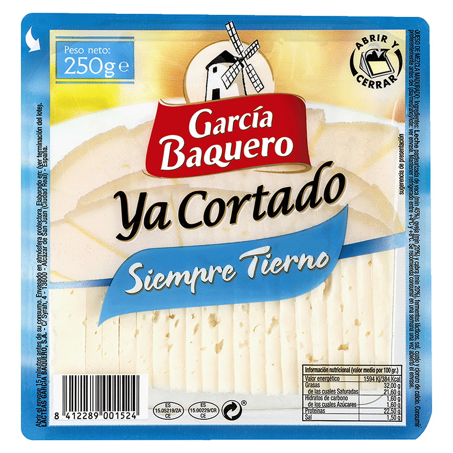 QUESO TIERNO YA CORTADO 250 GRS.