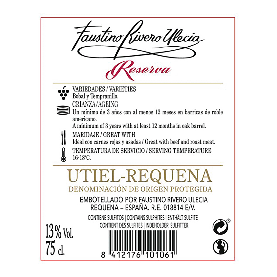 VINO UTIEL REQUENA RESERVA 75 CL.