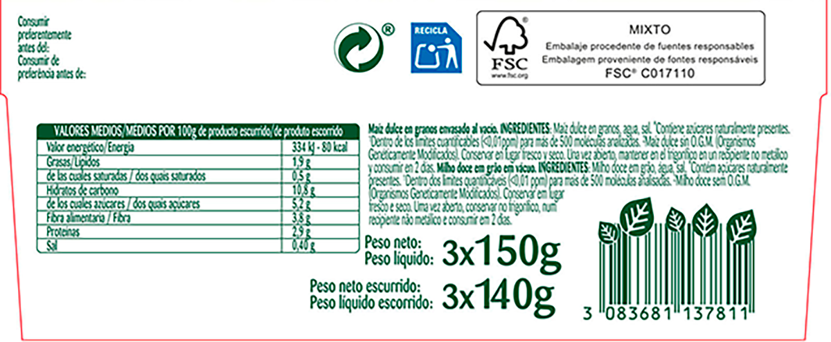MA&Iacute;Z DULCE 420 G.