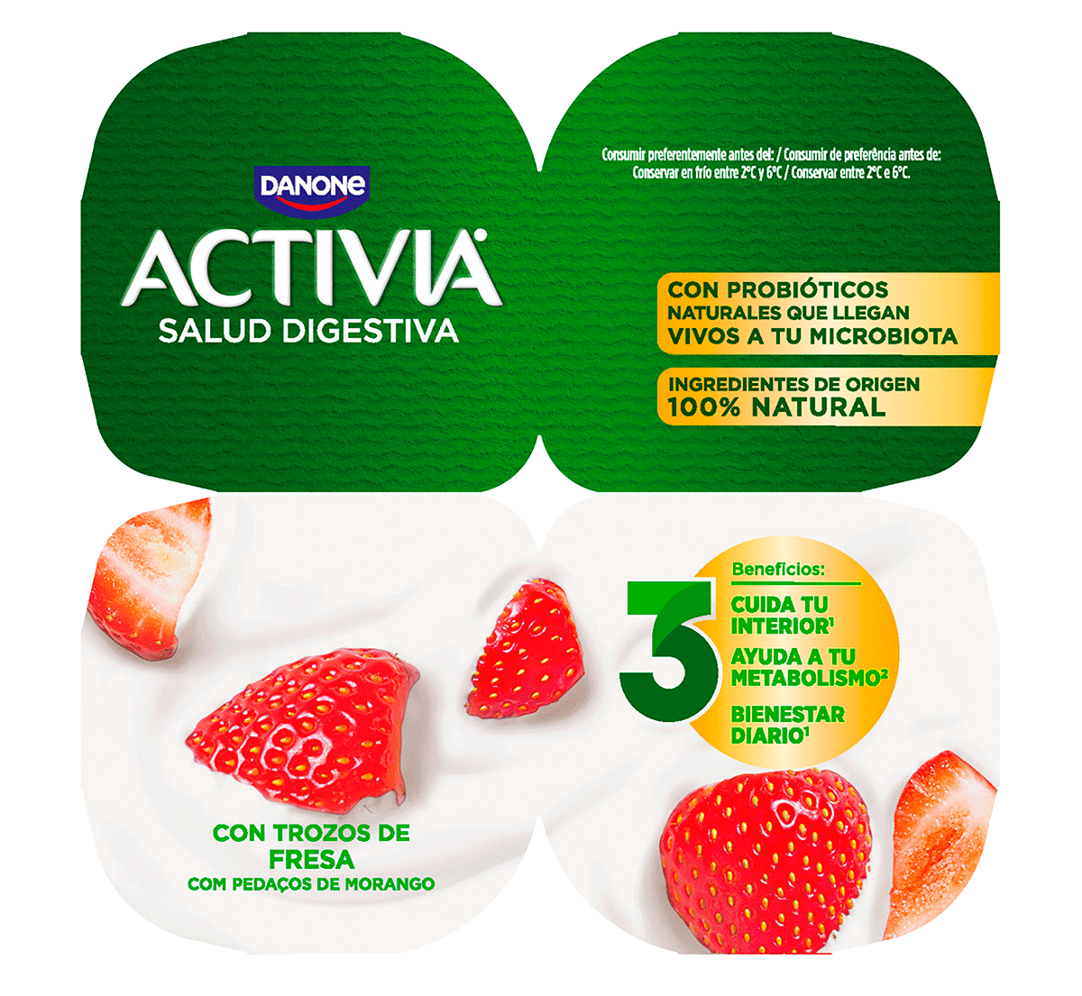 YOGUR CON FRESAS 120 G. PACK 4