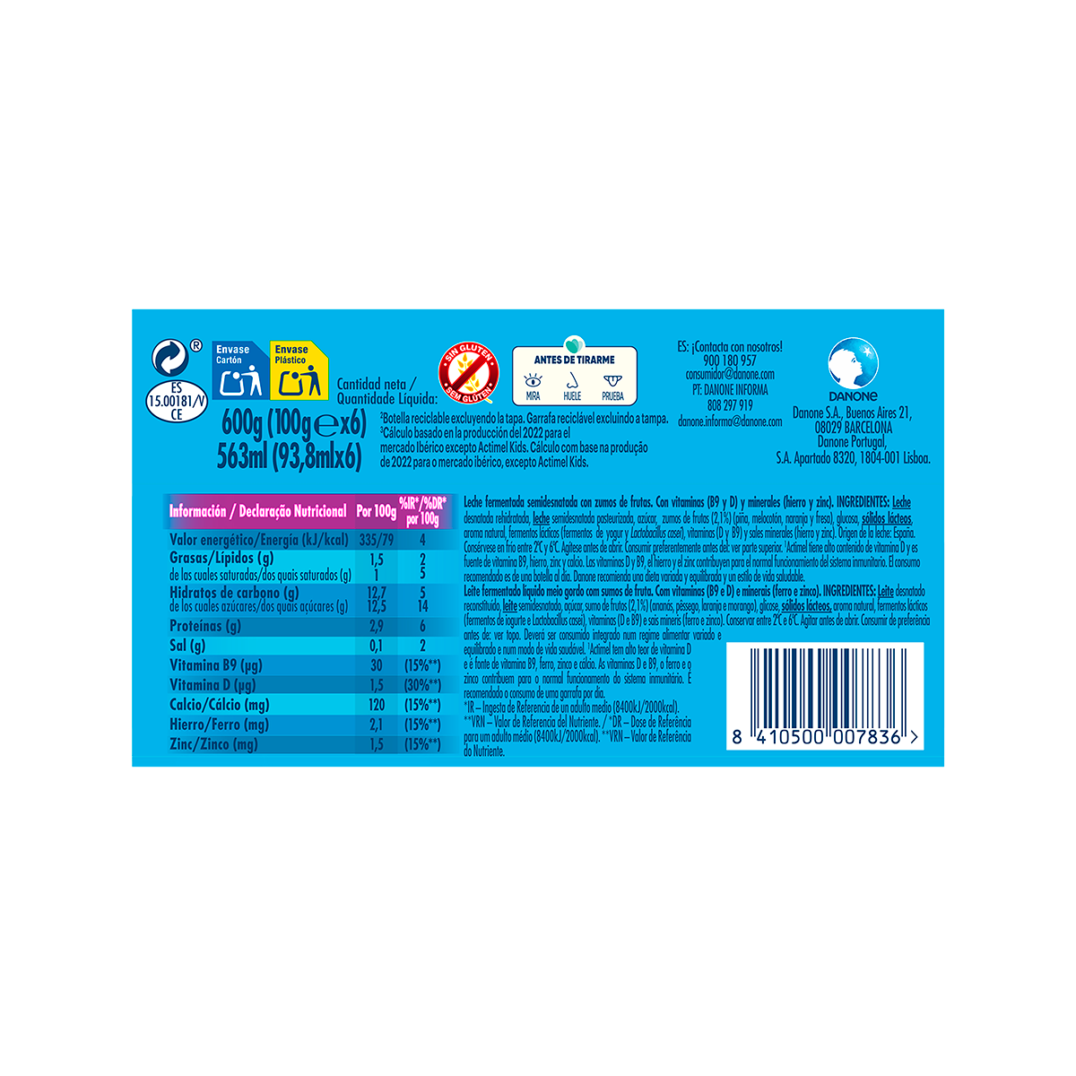 YOGUR CON FRUTAS 100 G. PACK 6