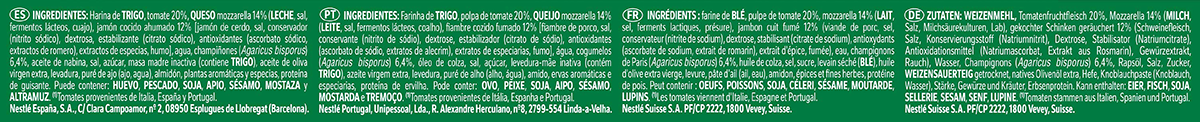PIZZA FORNO DI PIETRA PROSCIUTTO FUNGHI 340 G.
