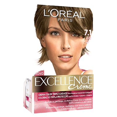 TINTE EXCELLENCE 7,1 RUBIO CENIZA 120 ML.