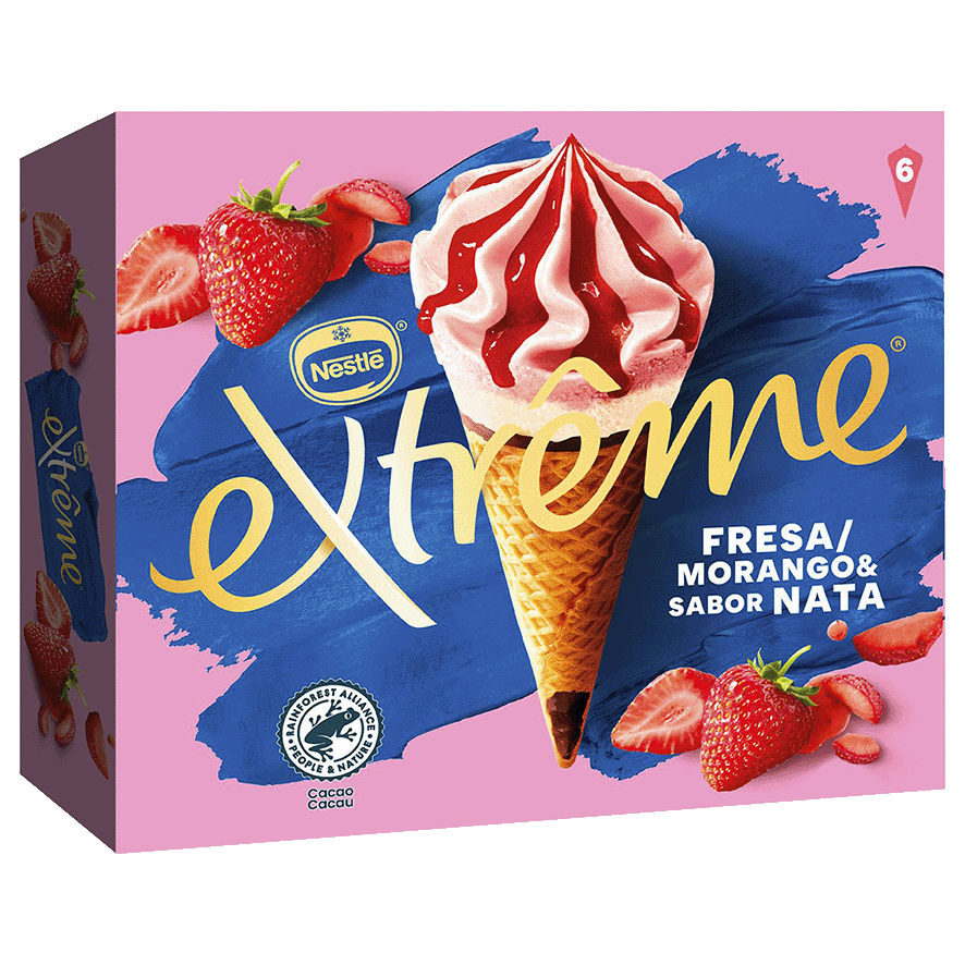HELADO DE FRESA Y NATA EXTREME 6 UDS.