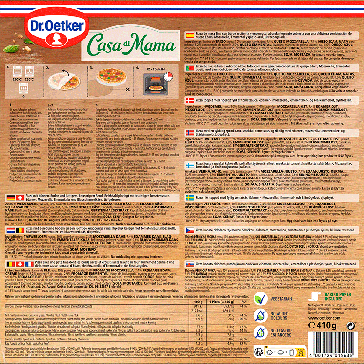 PIZZA CASA DI MAMA CUATRO QUESOS 395 G.