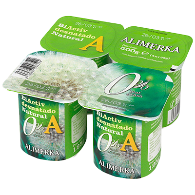 YOGUR BIACTIV NATURAL 0% 125 G. PACK 4